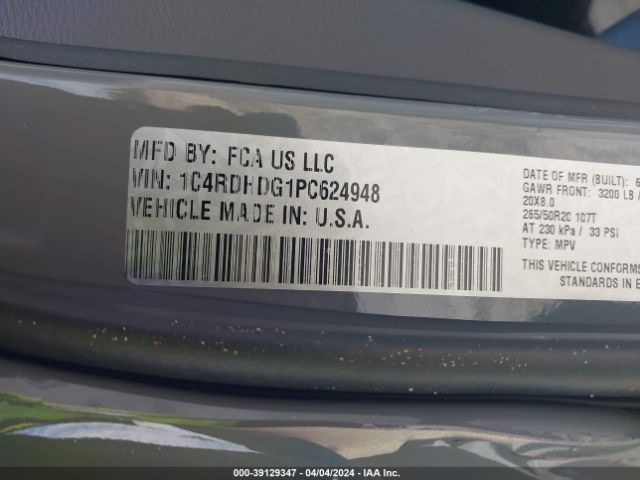 1C4RDHDG1PC624948 Dodge Durango Gt Rwd
