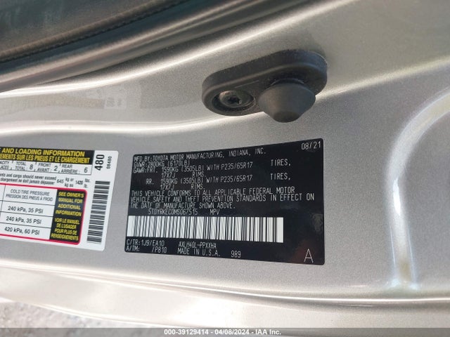 Toyota SIENNA XLE 2021 5TDYRKEC0MS067515 Image 9
