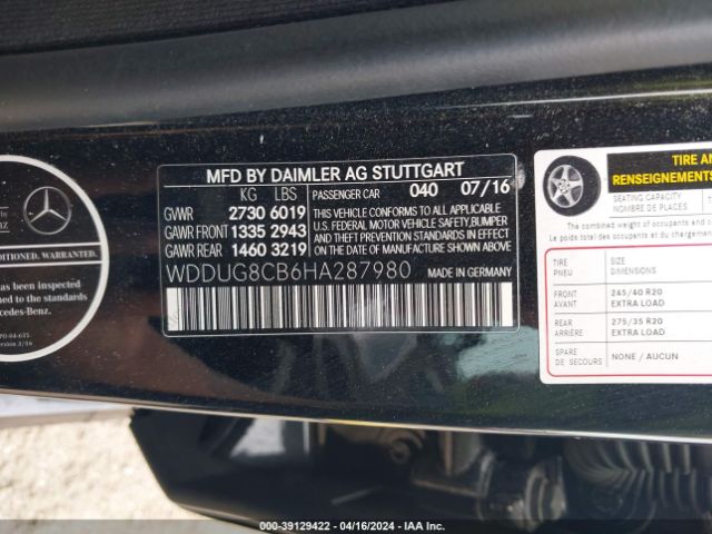 WDDUG8CB6HA287980 Mercedes-Benz S 550