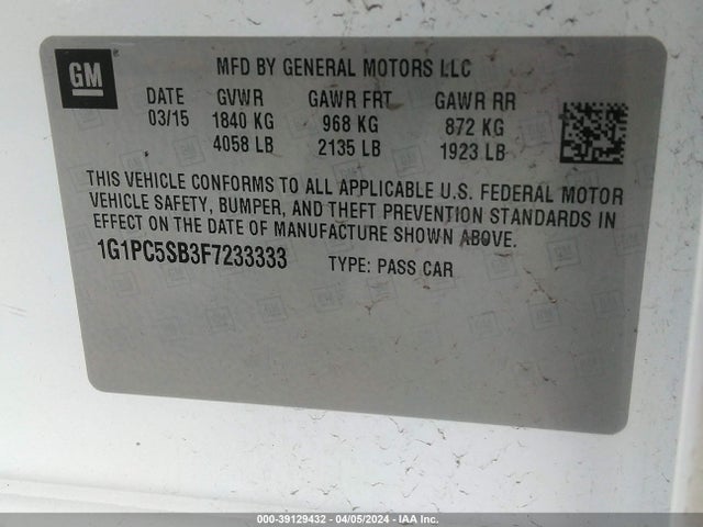 Chevrolet Cruze 1lt Auto 2015 1G1PC5SB3F7233333 Image 9