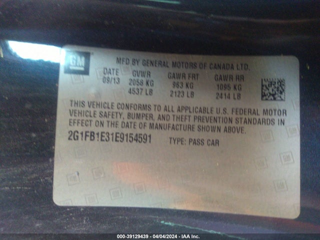 Chevrolet Camaro 1lt 2014 2G1FB1E31E9154591 Image 9