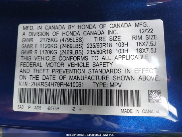 Honda Cr-v Ex-l Awd 2023 2HKRS4H79PH410061 Image 9