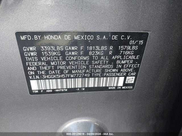 Honda FIT LX 2015 3HGGK5H57FM772749 Image 9