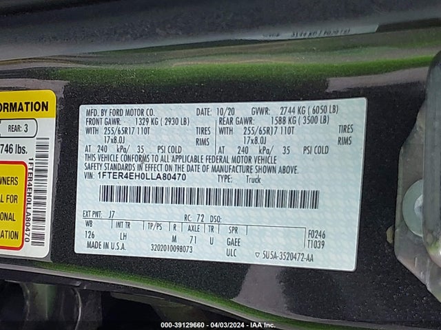 Ford Ranger Xlt 2020 1FTER4EH0LLA80470 Image 9