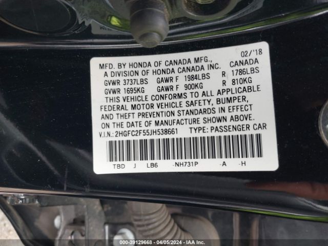 2HGFC2F55JH538661 Honda Civic Lx
