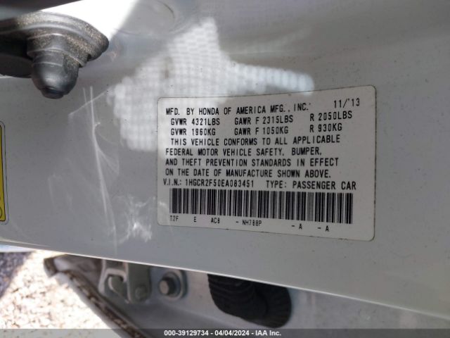 1HGCR2F50EA083451 Honda Accord Sport
