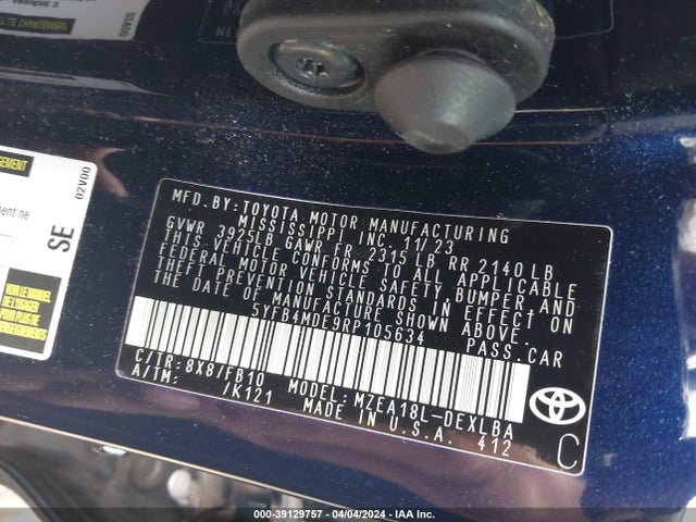 Toyota COROLLA LE 2024 5YFB4MDE9RP105634 Image 9