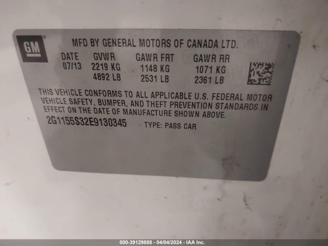 Chevrolet IMPALA 2LZ 2014 2G1155S32E9130345 Image 9