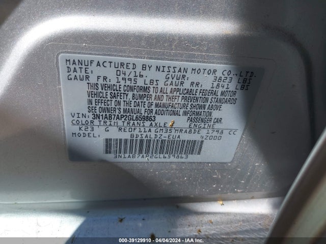 Nissan SENTRA SV 2016 3N1AB7AP2GL659863 Image 9