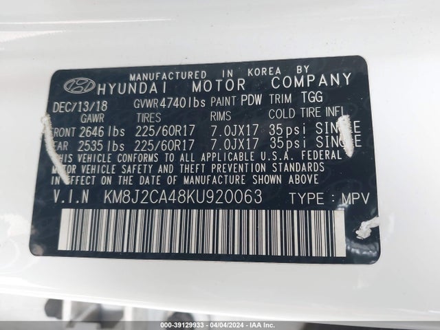 Hyundai TUCSON SE 2019 KM8J2CA48KU920063 Image 9