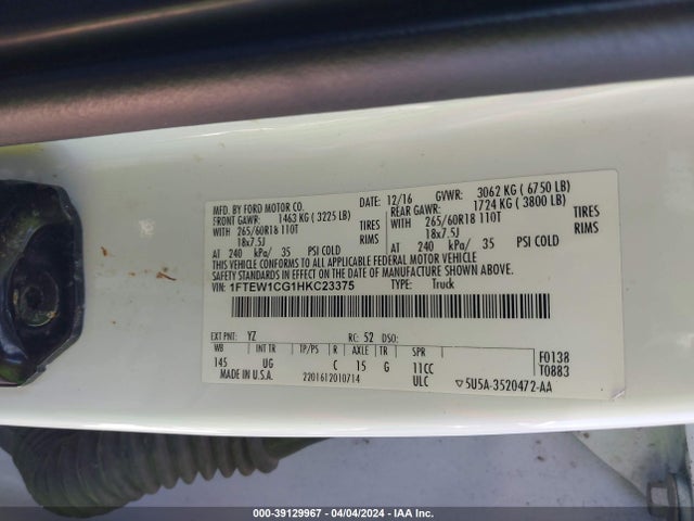 Ford F-150 Xlt 2017 1FTEW1CG1HKC23375 Image 9