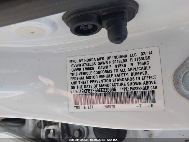 Honda Civic Lx 2014 19XFB2F59EE220996 Image 9