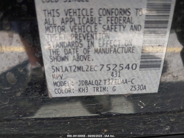 Nissan ROGUE SV 2014 5N1AT2ML2EC752540 Image 9