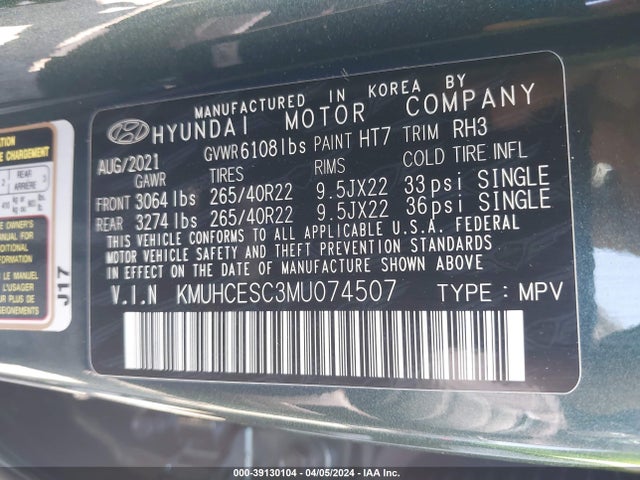 Genesis Gv80 3.5t Awd 2021 KMUHCESC3MU074507 Image 9
