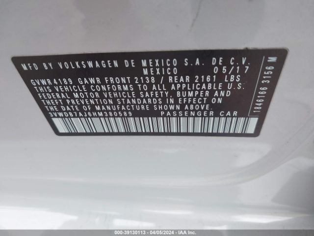 3VWDB7AJ6HM380589 Volkswagen Jetta 1.4t Se