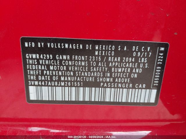 3VW447AU8JM261551 Volkswagen Golf Gti 2.0t Autobahn/2.0t S/2.0t Se