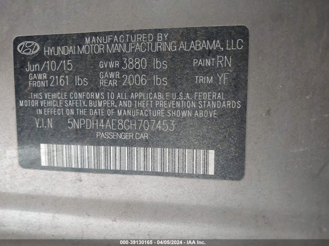 Hyundai ELANTRA SE 2016 5NPDH4AE8GH707453 Image 9