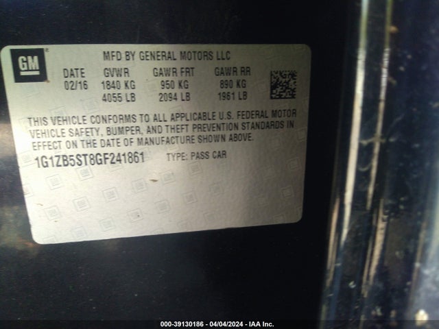 Chevrolet MALIBU LS 2016 1G1ZB5ST8GF241861 Image 9