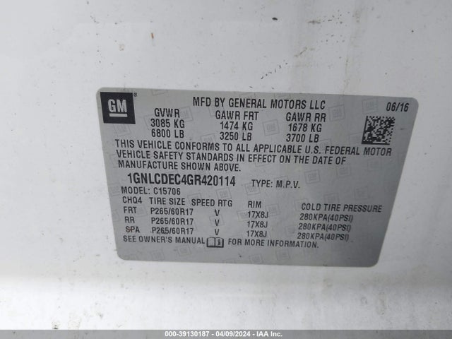 Chevrolet Tahoe Commercial Fleet 2016 1GNLCDEC4GR420114 Image 9
