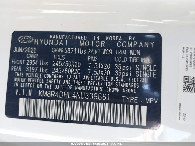 Hyundai Palisade Sel 2022 KM8R4DHE4NU339861 Image 9