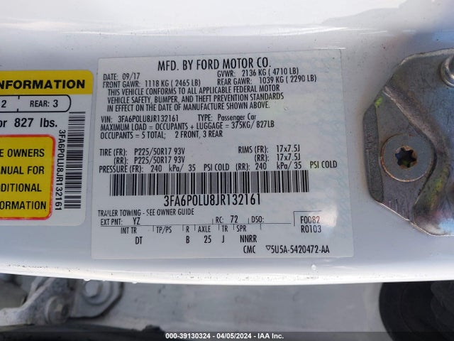 Ford Fusion Hybrid Se 2018 3FA6P0LU8JR132161 Image 9