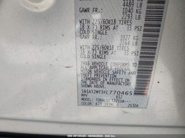 Nissan Rogue Sl 2015 5N1AT2MT3FC770465 Image 9