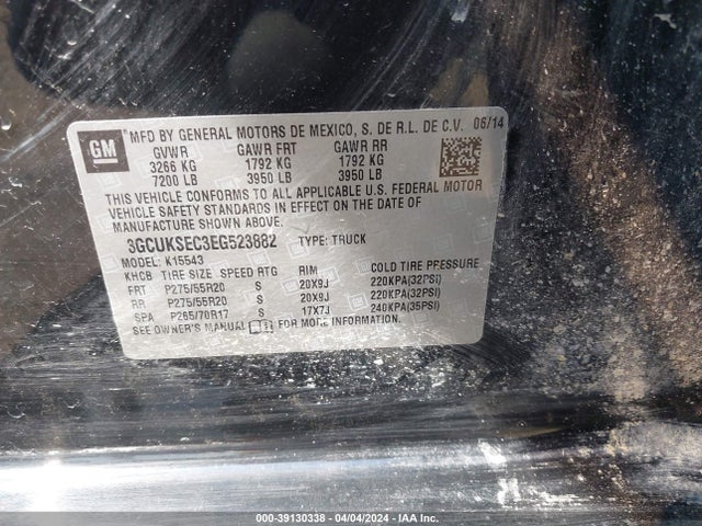 Chevrolet Silverado 1500 2lz 2014 3GCUKSEC3EG523882 Image 9