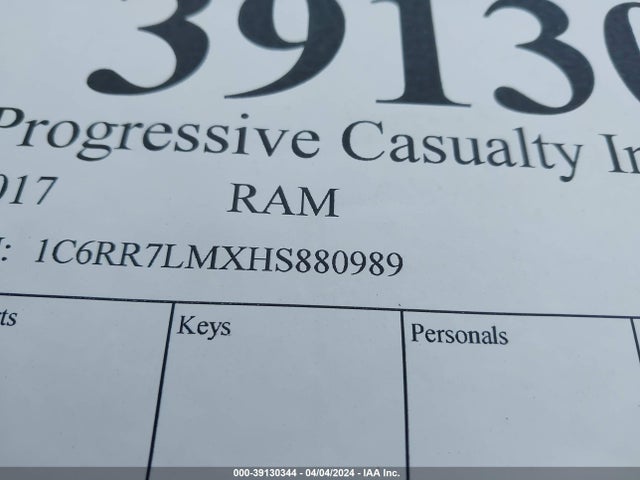 1C6RR7LMXHS880989 RAM 1500 Big Horn  4x4 5'7 Box