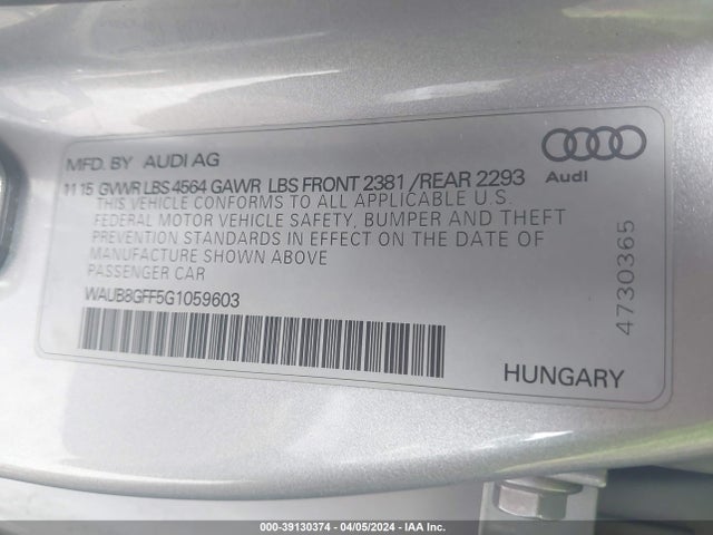 Audi A3 2.0t Premium 2016 WAUB8GFF5G1059603 Image 9