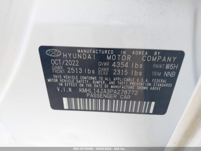 KMHL14JA3PA278772 Hyundai SONATA SEL