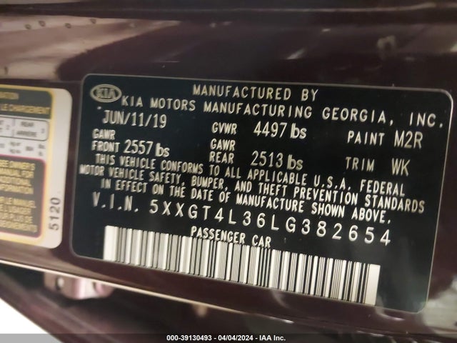 KIA Optima Lx 2020 5XXGT4L36LG382654 Image 9