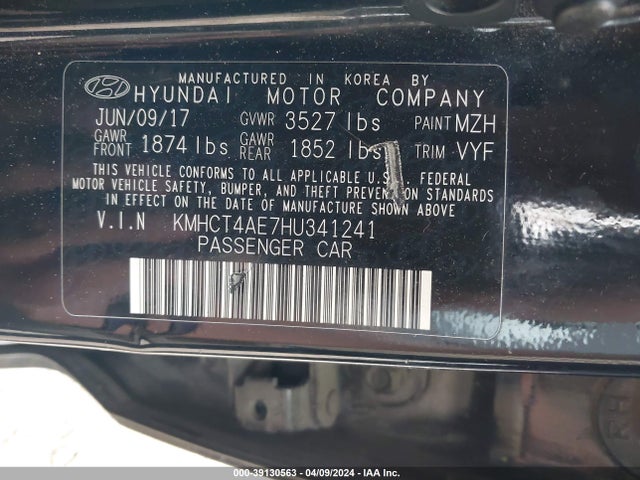 Hyundai ACCENT SE 2017 KMHCT4AE7HU341241 Image 9