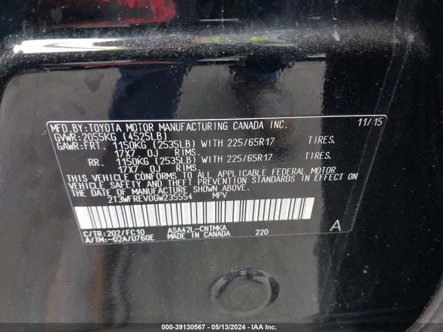 Toyota Rav4 Xle 2016 2T3WFREV0GW235554 Image 9