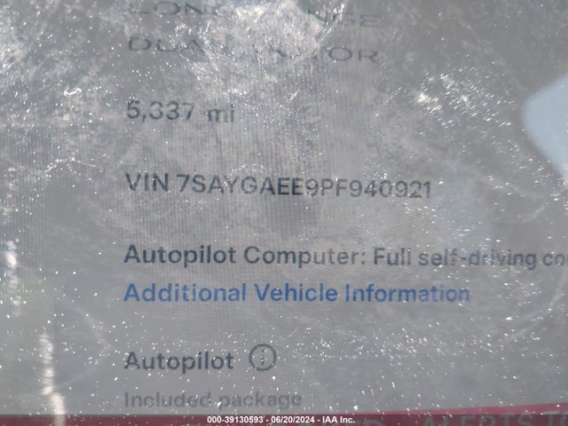 7SAYGAEE9PF940921 Tesla Model Y Awd/long Range Dual Motor All-wheel Drive