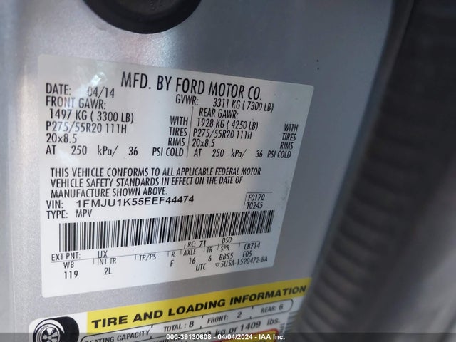 Ford Expedition Limited 2014 1FMJU1K55EEF44474 Image 9