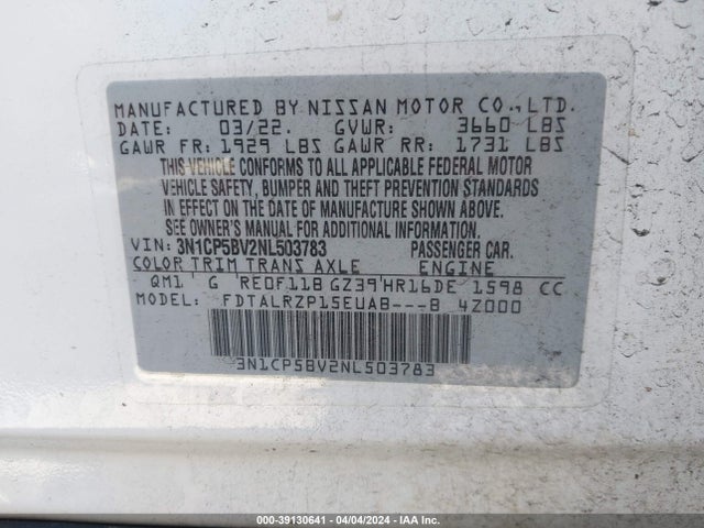 Nissan Kicks S Xtronic Cvt 2022 3N1CP5BV2NL503783 Image 9