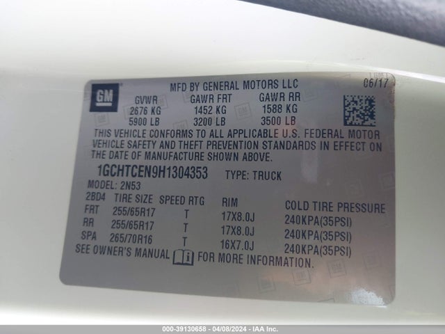 Chevrolet Colorado Lt 2017 1GCHTCEN9H1304353 Image 9