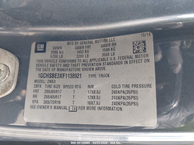 Chevrolet Colorado Lt 2015 1GCHSBE3XF1138921 Image 9