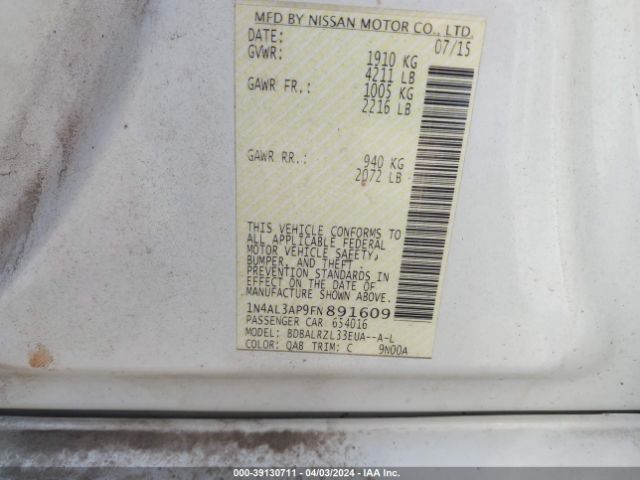 1N4AL3AP9FN891609 Nissan Altima 2.5 Sl