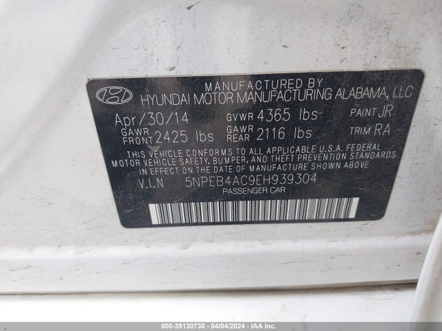 Hyundai SONATA GLS 2014 5NPEB4AC9EH939304 Image 9