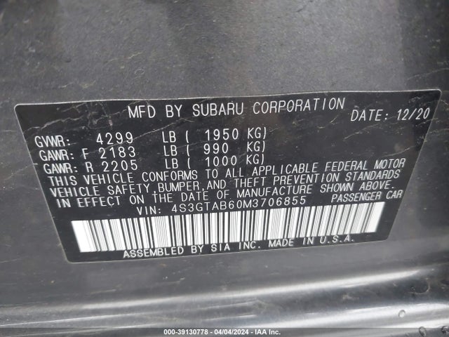 Subaru Impreza 5-door 2021 4S3GTAB60M3706855 Image 9