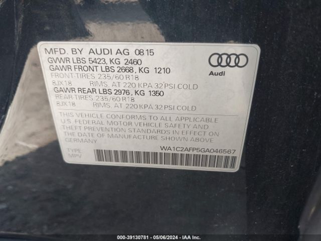 WA1C2AFP5GA046567 Audi Q5 2.0t Premium