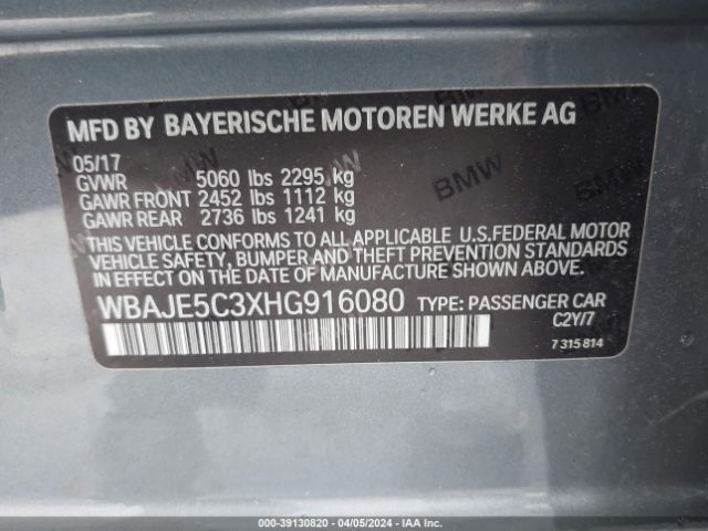 WBAJE5C3XHG916080 BMW 540I