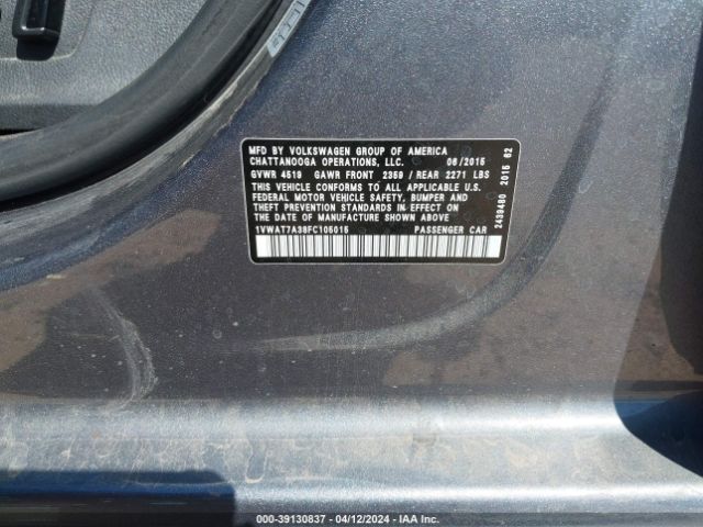 1VWAT7A38FC105015 Volkswagen Passat 1.8t Limited Edition