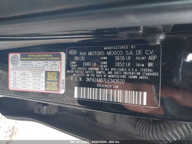 KIA RIO LX 2020 3KPA24AD7LE343620 Image 9