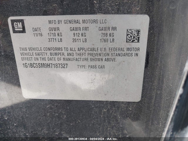 Chevrolet Cruze Ls Auto 2017 1G1BC5SM9H7187327 Image 9