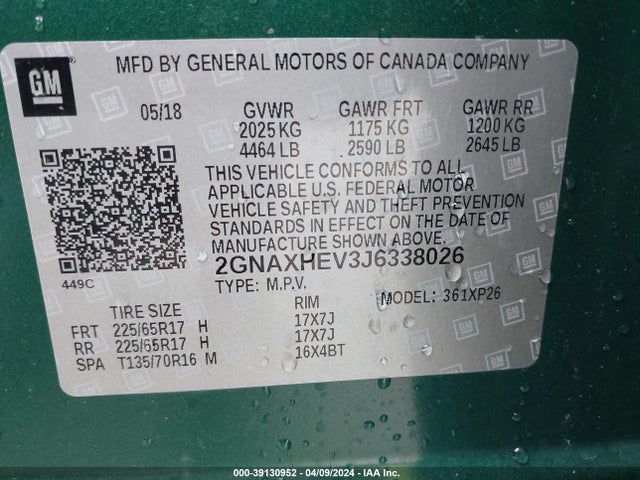 Chevrolet EQUINOX LS 2018 2GNAXHEV3J6338026 Image 9