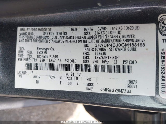 Ford FIESTA SE 2016 3FADP4BJ0GM188168 Image 9