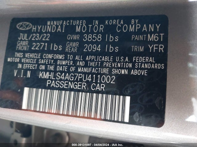 Hyundai ELANTRA SEL 2023 KMHLS4AG7PU411002 Image 9