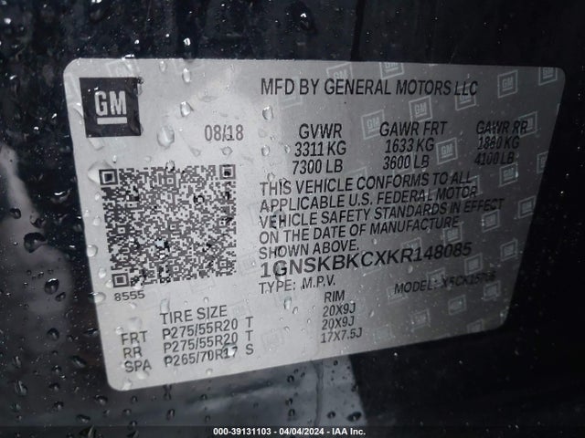 Chevrolet Tahoe Lt 2019 1GNSKBKCXKR148085 Image 9